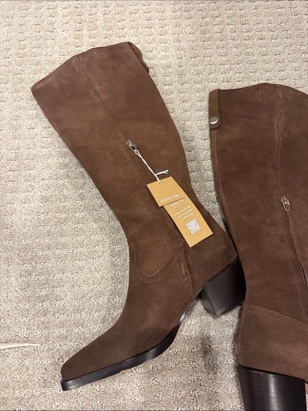 Women’s Tall Brown Suede Boots - Classic Knee-High Style - Picture 4 of 8